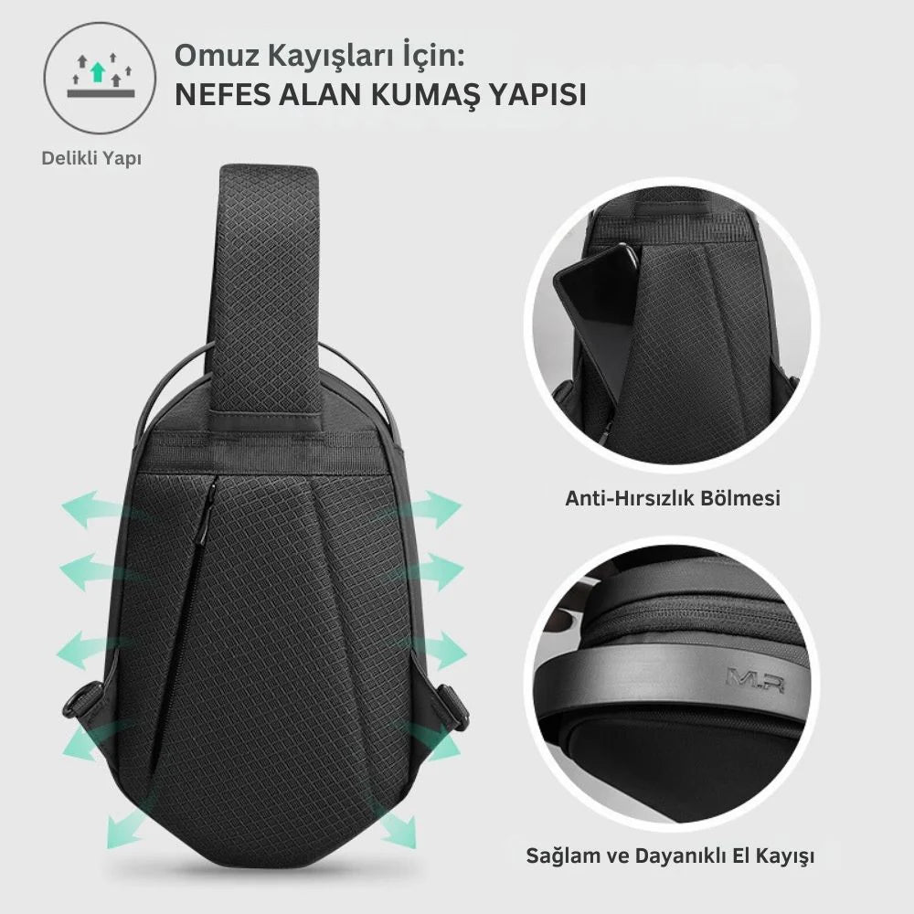 Rhombus: Benzersiz Taş Duvar İlhamlı Suya Dayanıklı Omuz Çantası