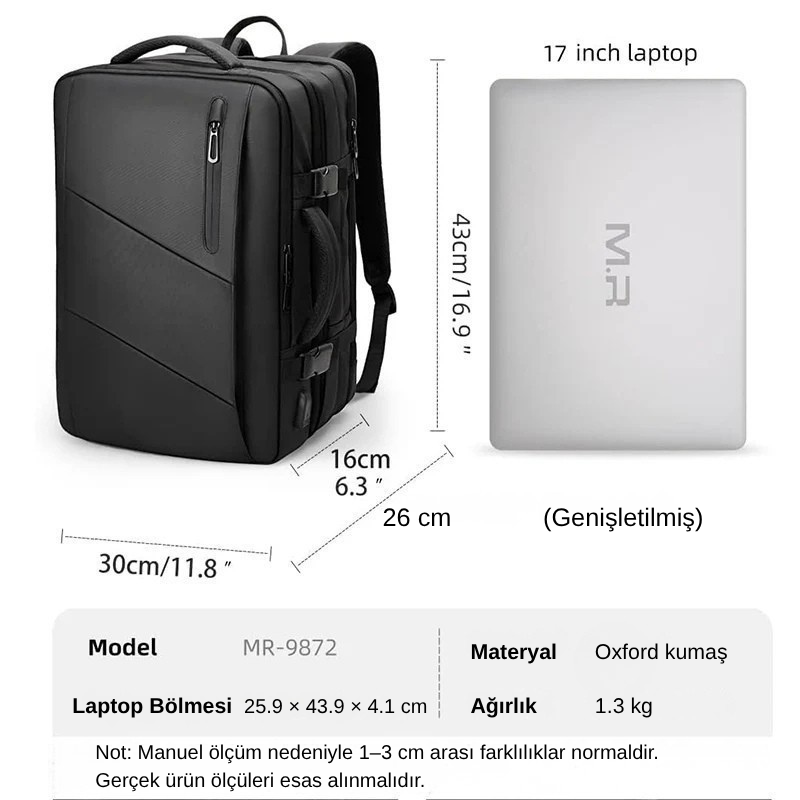 CommutePro: Günlük Kullanım İçin Genişletilebilir ve Fonksiyonel Sırt Çantası