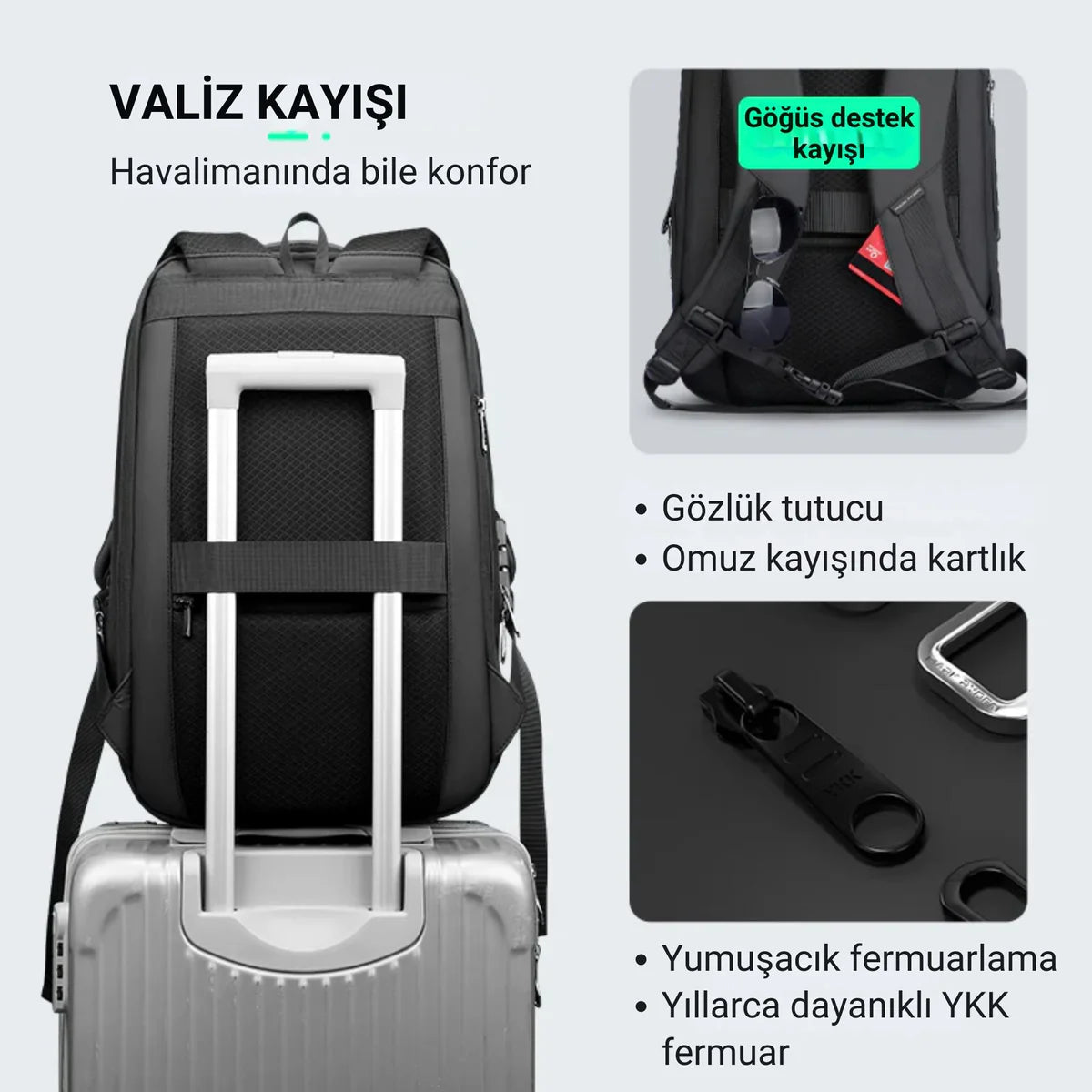 Protector II: Genişletilebilir Su Geçirmez Çok Fonksiyonlu Laptop Sırt Çantası