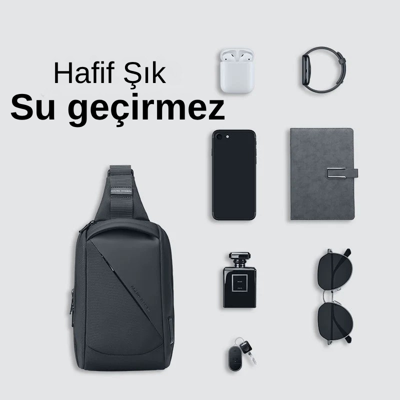 ChargeSling: USB Şarj Portlu RFID Korumalı Göğüs Çantası