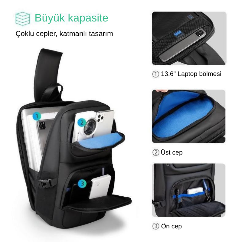 Bulk: Büyük Kapasiteli Su Geçirmez Moda Commuter Çapraz Çanta