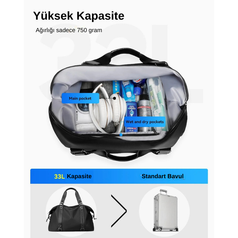 Carry: Hafif ve Geniş Seyahat Spor Çantası