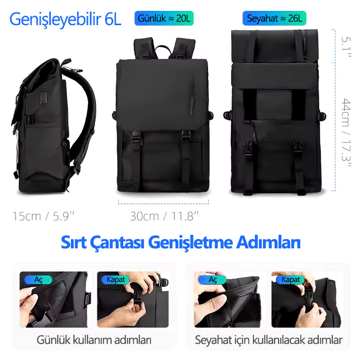 Balo: Çok Bölmeli Çok Fonksiyonlu Genişleyen Sırt Çantası