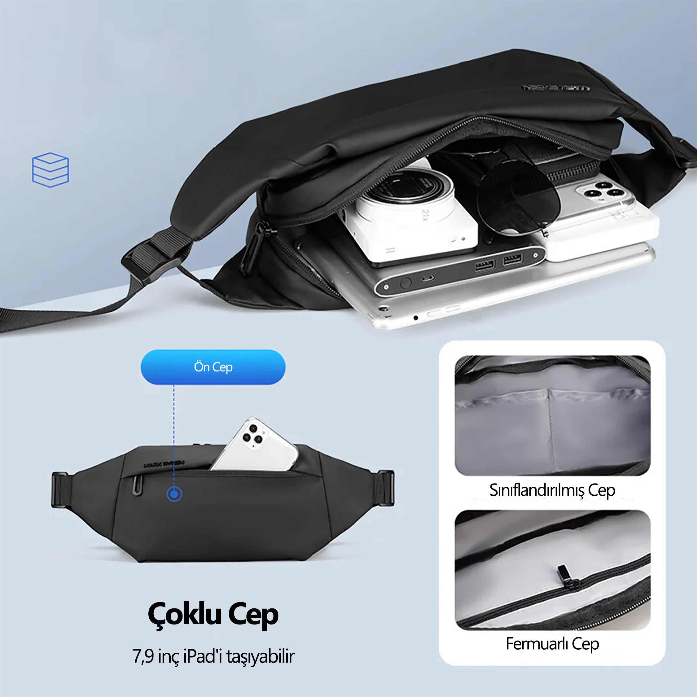 Casual I: Çift Katmanlı Suya Dayanıklı Omuz Çantası