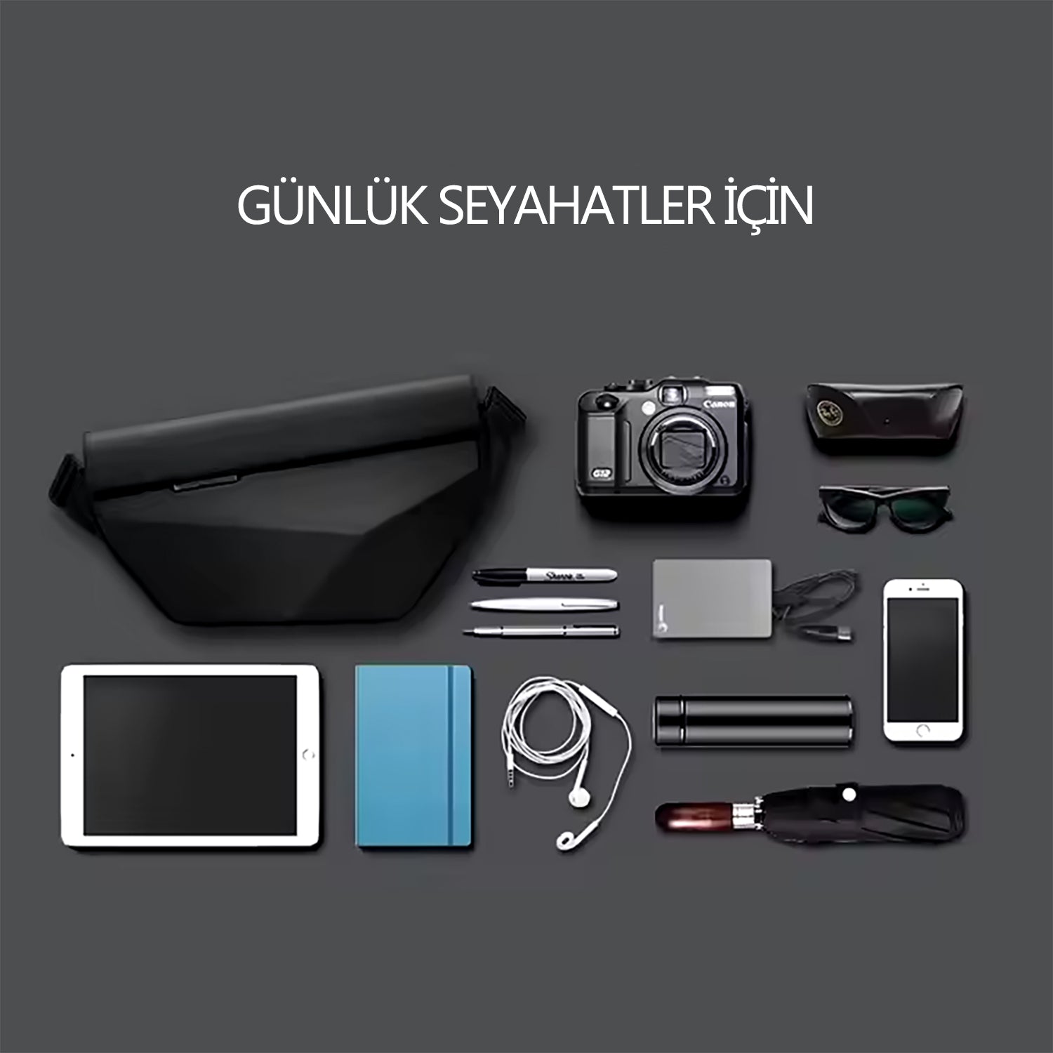 Diamond Facets: Büyük Kapasiteli Suya Dayanıklı Çizilmez Sert Kasa Çapraz Çanta