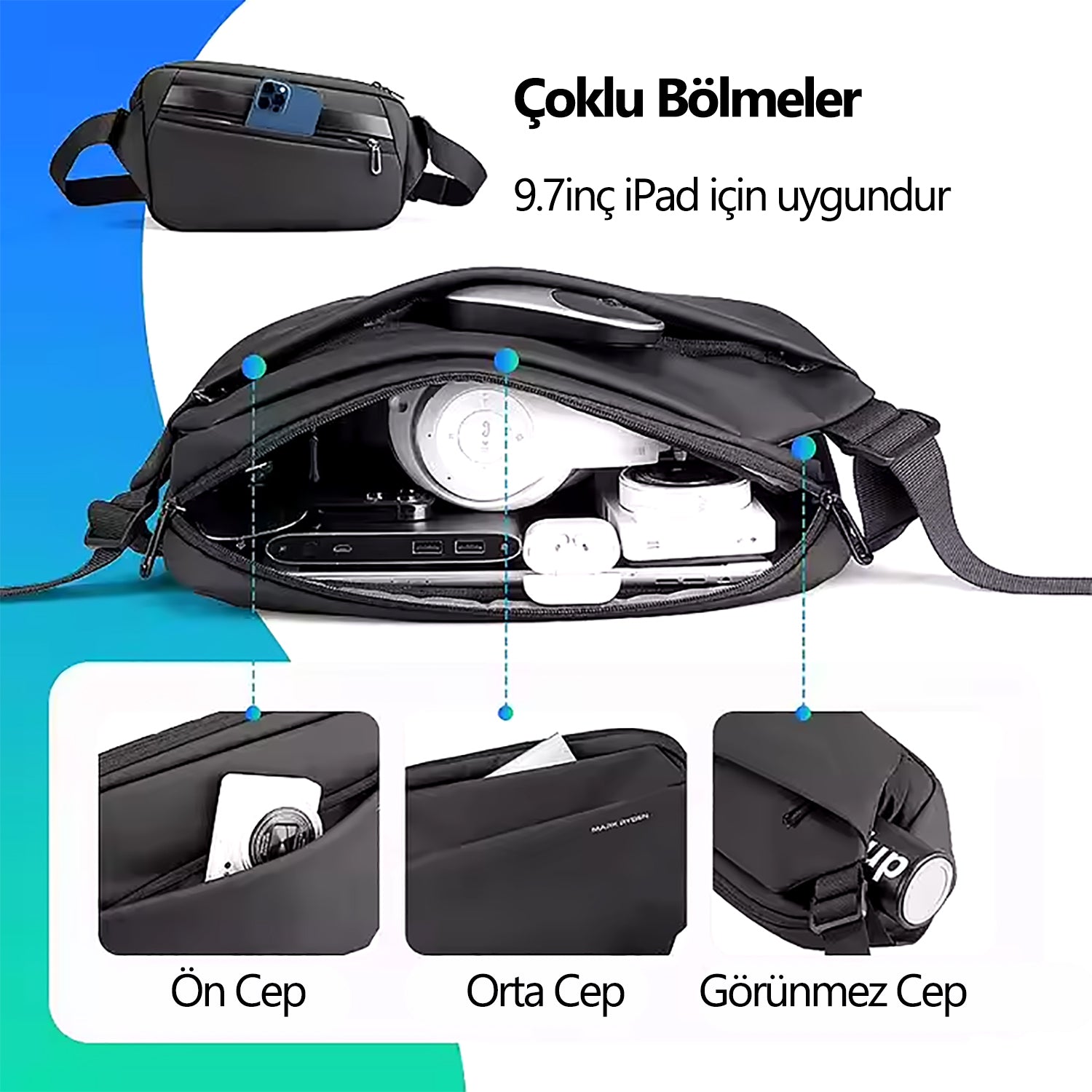 Fingon I: Büyük Kapasiteli Şehir İçi Günlük Çapraz Omuz Çantası