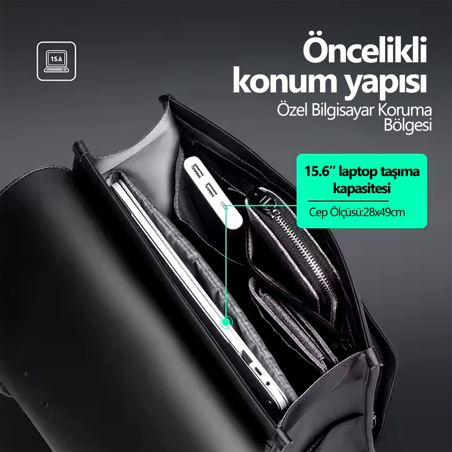 Muke III: Okul Tarzı Klasik İş Siyah Oxford Sırt Çantası