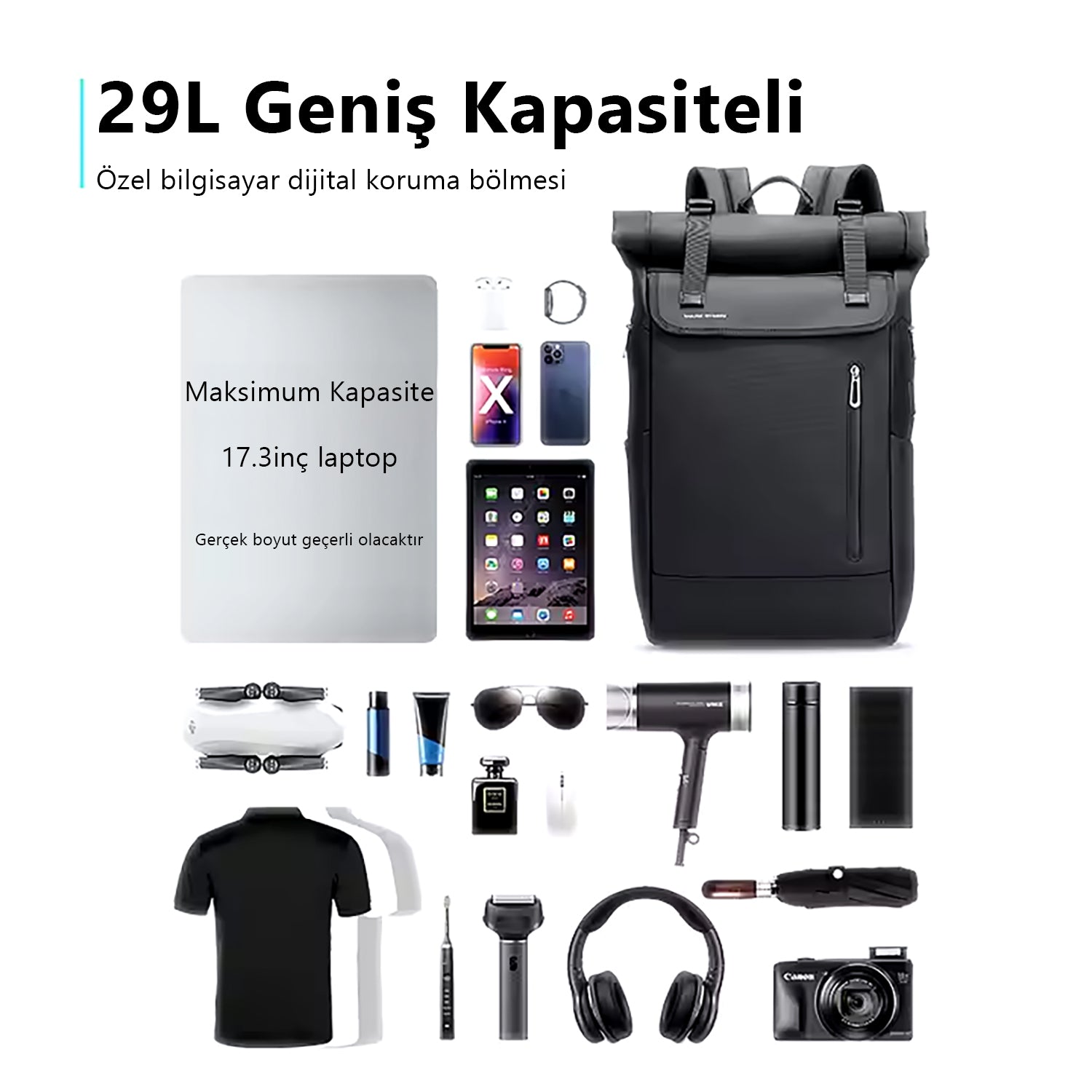 Switch: Yüksek Kapasiteli Günlük İş Seyahat Çok Fonksiyonlu Sırt Çantası 29L