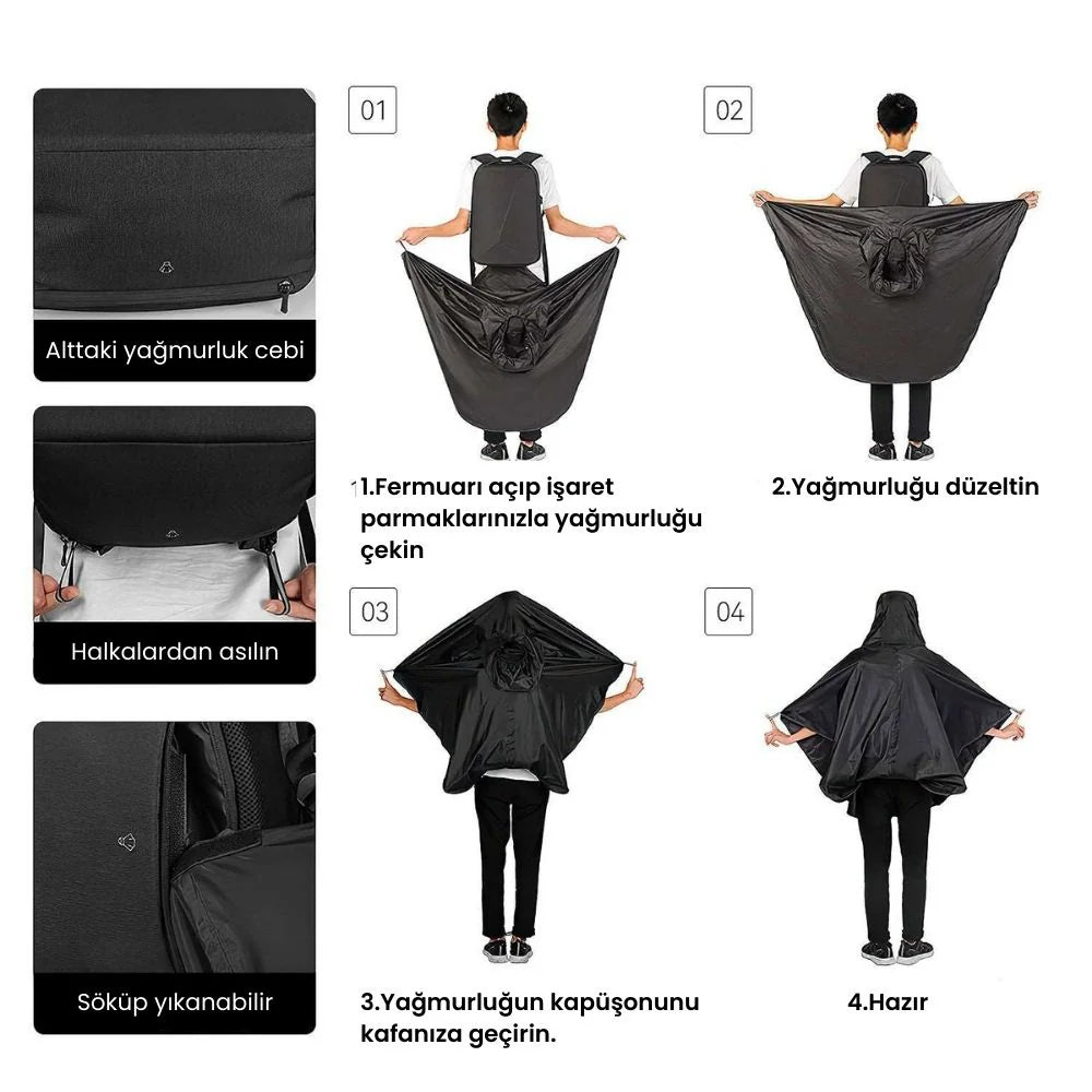 Protector I: Elmas Kesim Tasarım Sert Kasa Su Geçirmez Çizilmez Çok Fonksiyonlu Laptop Sırt Çantası