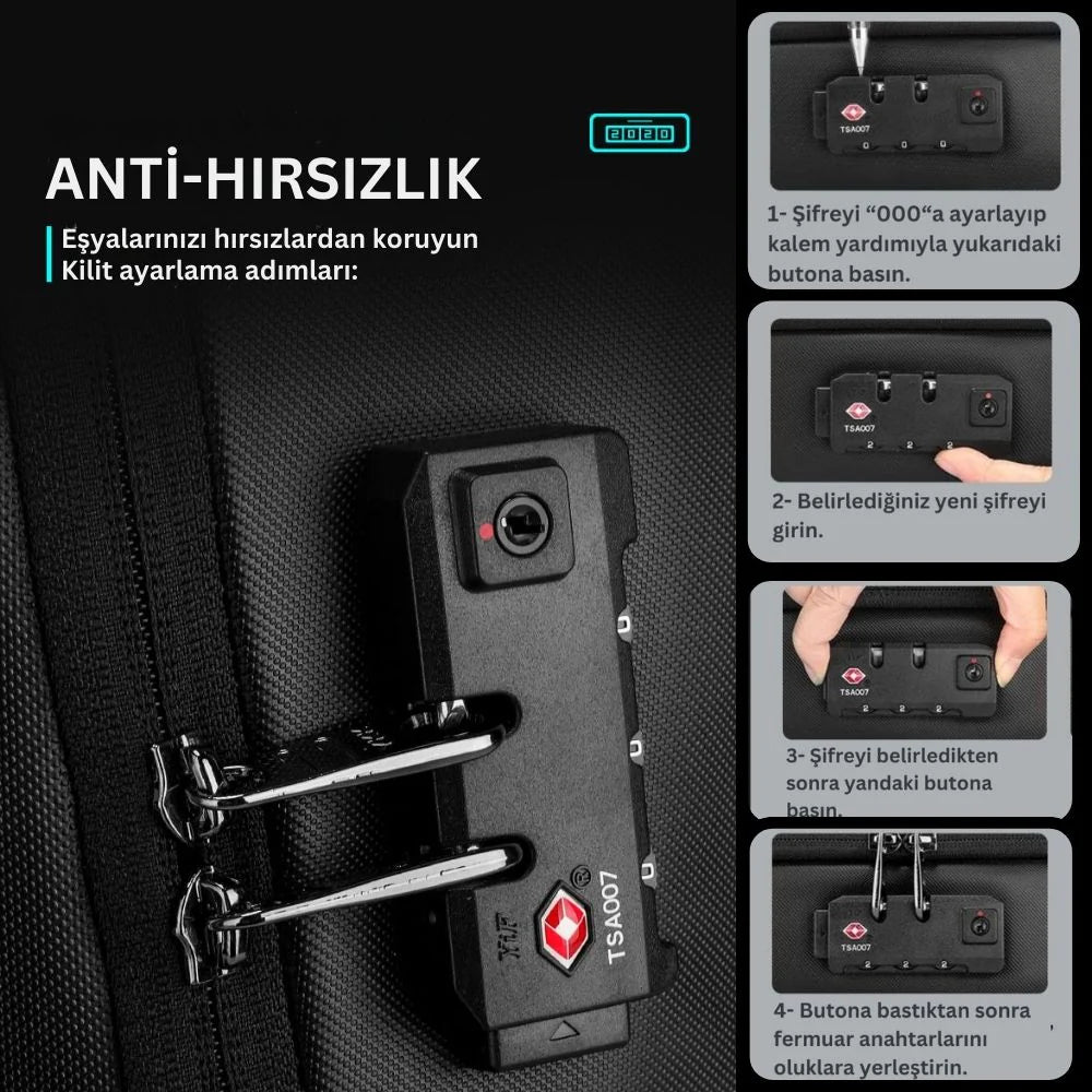 Protector II: Genişletilebilir Su Geçirmez Çok Fonksiyonlu Laptop Sırt Çantası