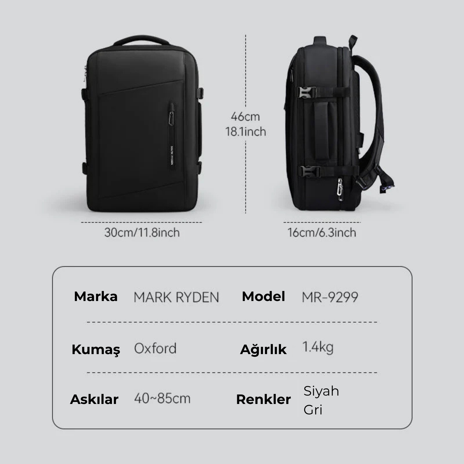 Expandos Compression: Vakumlu Büyük Profesyonel Çok Fonksiyonlu Sırt Çantası YKK Fermuarlı