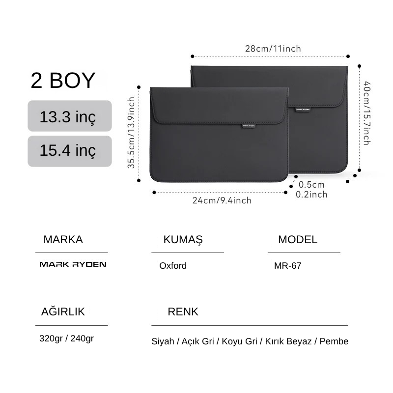 Sheer: Profesyonel Şık Modern İnce Laptop Çantası 13.3 - 15.4 inç
