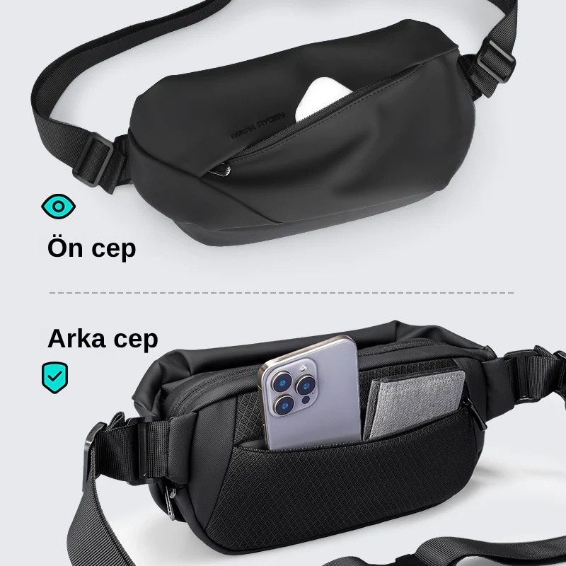 RapidPack Lite: Üç Bölmeli Suya Dayanıklı Çapraz Çanta Günlük Kullanım İçin