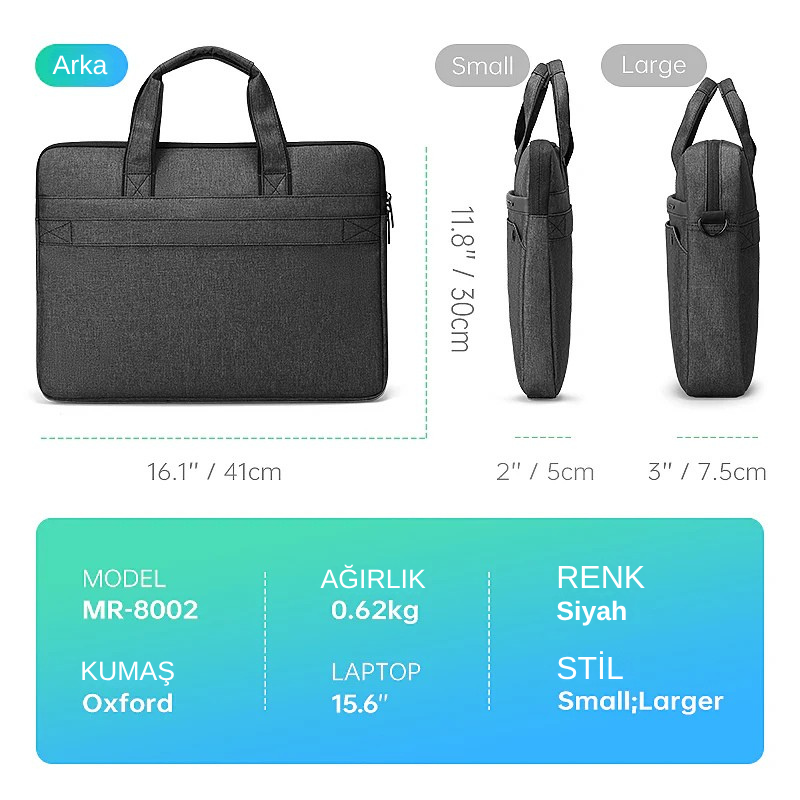 Classic III: Daha Hafif ve İnce İş / Günlük Bilgisayar Çantası 15.6 inç