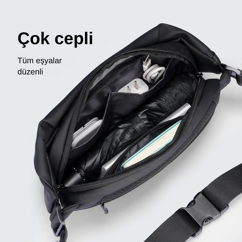 RapidPack Lite: Üç Bölmeli Suya Dayanıklı Çapraz Çanta Günlük Kullanım İçin