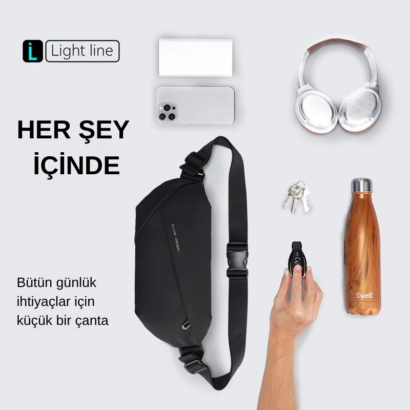 RapidPack Lite: Üç Bölmeli Suya Dayanıklı Çapraz Çanta Günlük Kullanım İçin
