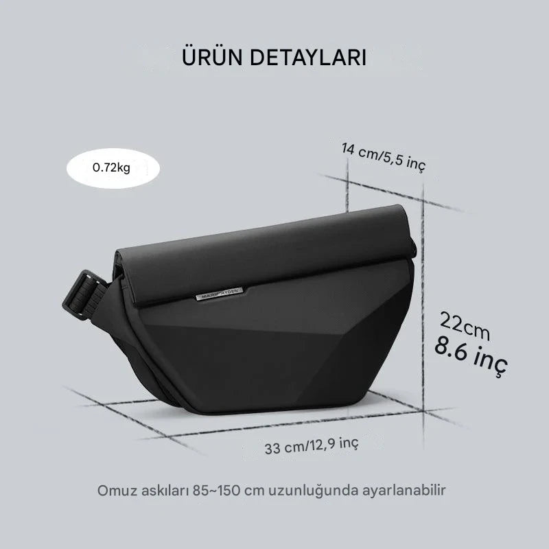 Diamond Facets: Büyük Kapasiteli Suya Dayanıklı Çizilmez Sert Kasa Çapraz Çanta