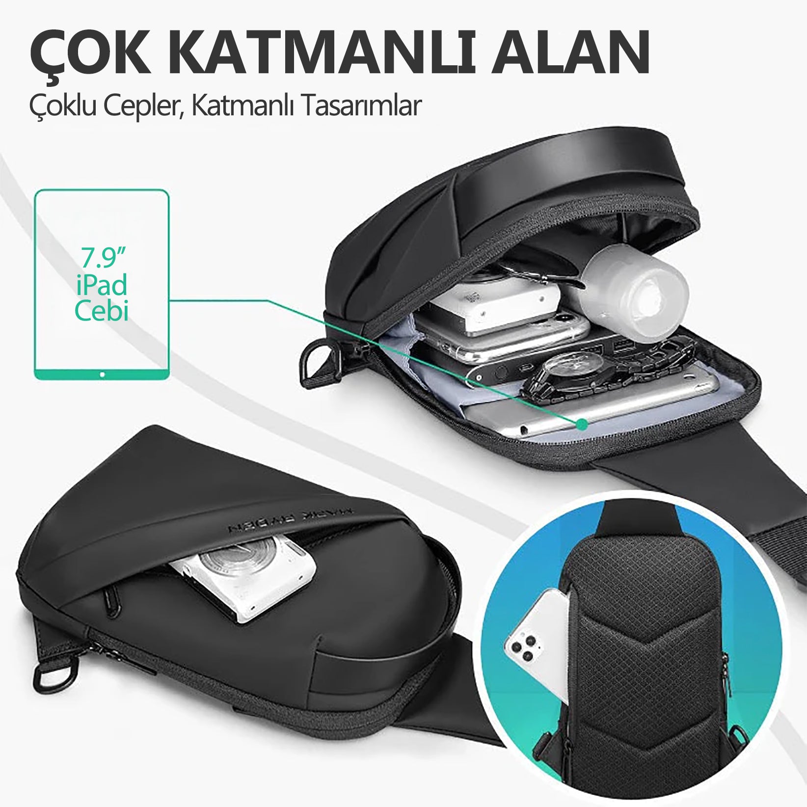 Clear: Sade Su Geçirmez Büyük Kapasiteli Çapraz Omuz Çantası