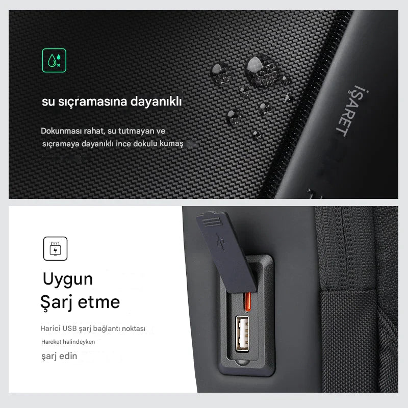 ChargeSling: USB Şarj Portlu RFID Korumalı Göğüs Çantası
