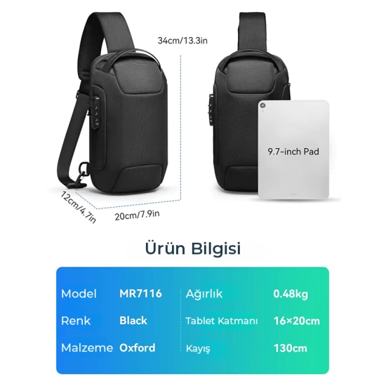 Odyssey Mini: İş ve Günlük Anti Hırsızlık Kilitli Suya Dayanıklı Çapraz Çanta