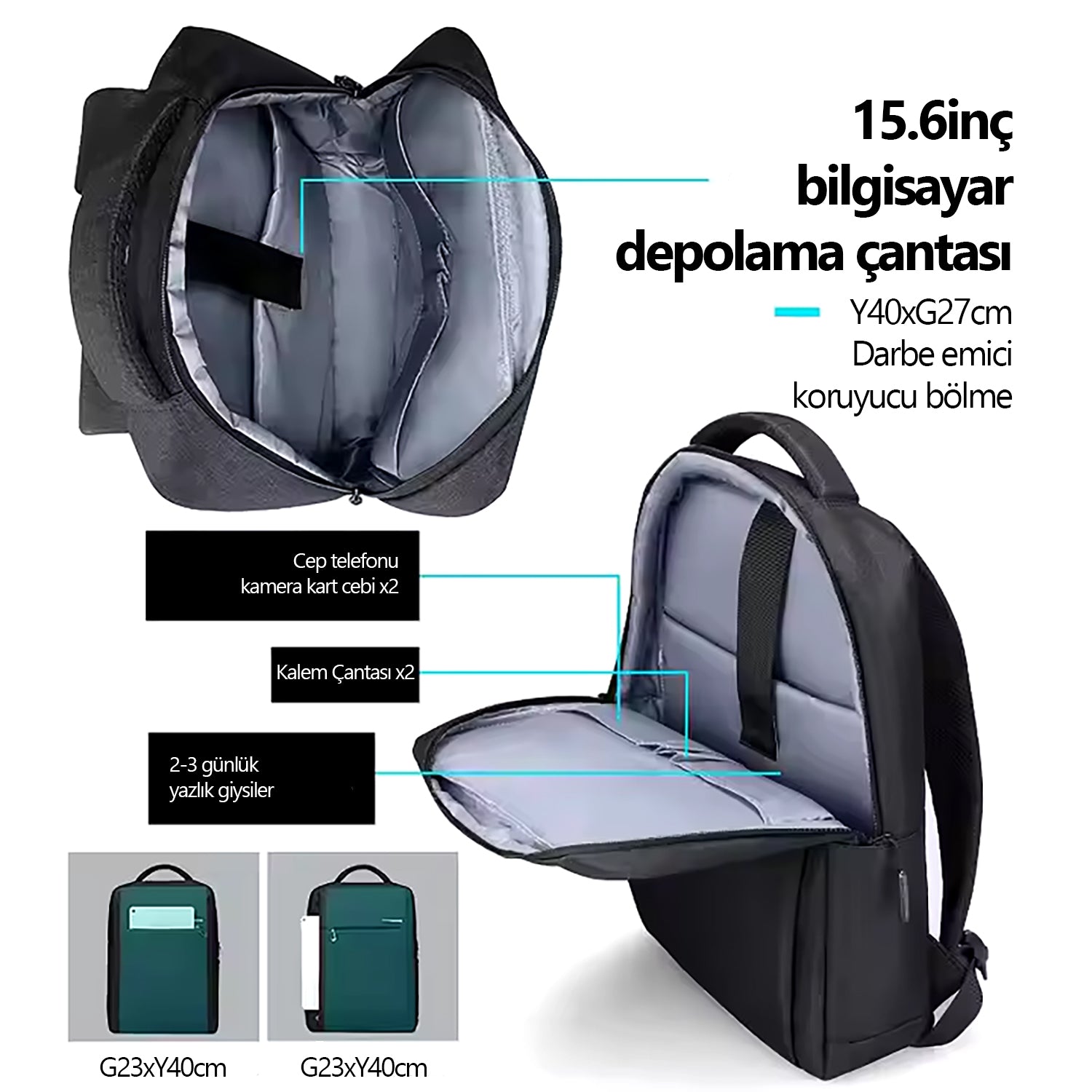 Unburdened Light: İş Çok Katmanlı 15.6 inç Laptop Sırt Çantası